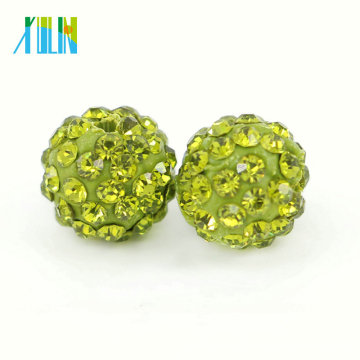 Perles rondes à la main de couleur olive avec strass Pave pour bricolage Bracelet taille 4mm-18mm, IB00104 - Olivine